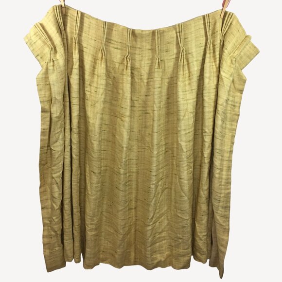 Vintage 1950s Drapes Curtains Weighted Corners Woven Lined Yellow Green 46"x44" - Picture 2 of 6